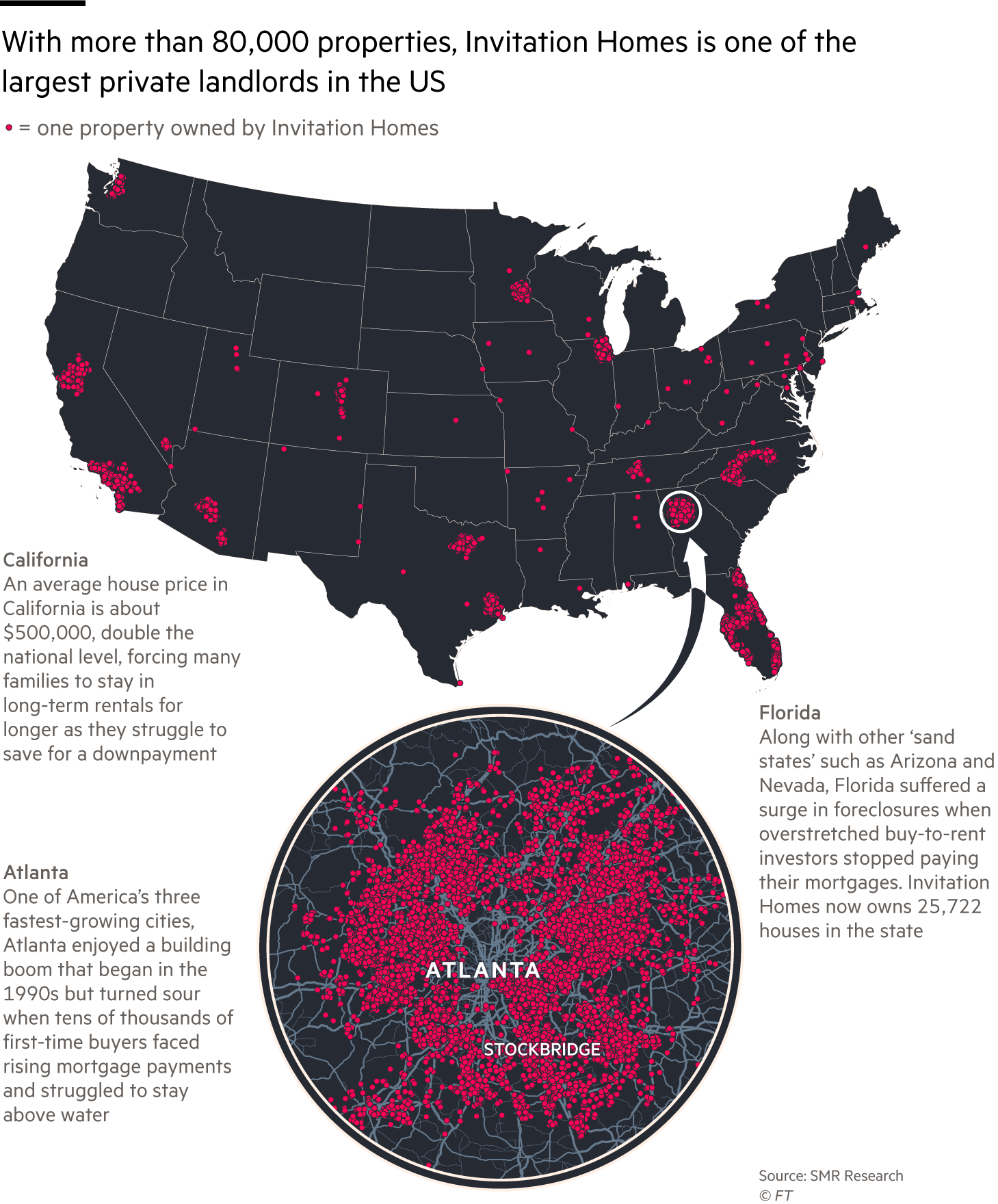 Map of Invitation Homes properties across the US
